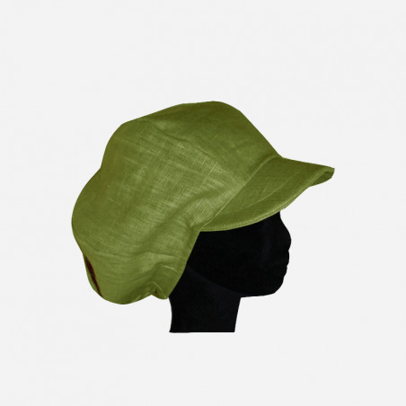 casquette-gavroche-lin- vert-olive-arlekincreation-1