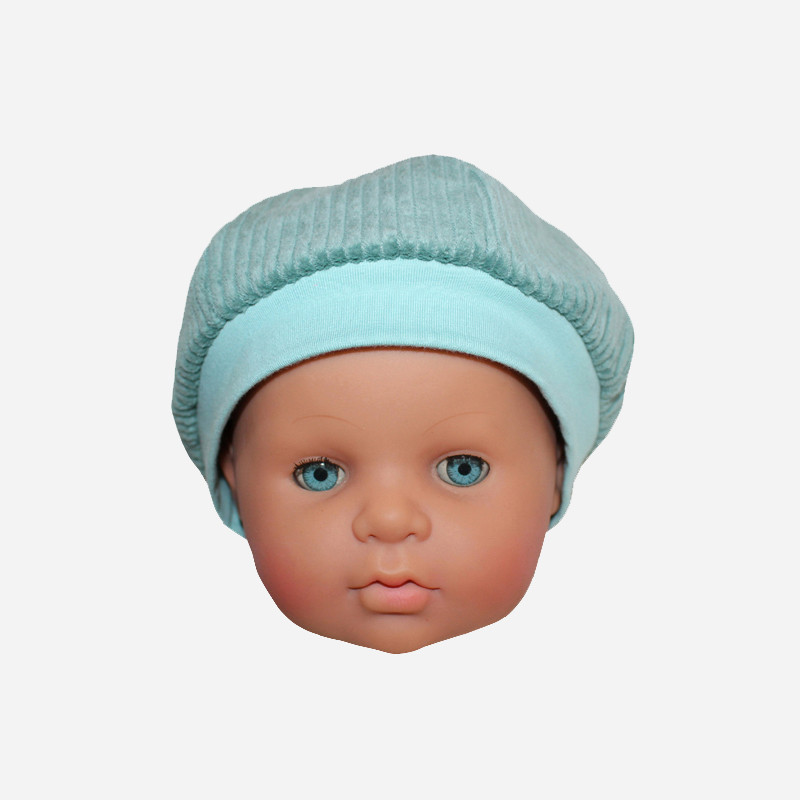 béret-bébé-enfant-velours-bleu-paon-1