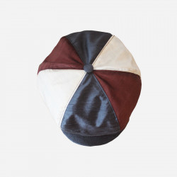 Casquette Dreadlocks Jamaïque – Soie Sauvage Tricolore Bleu Gris / Prune / Écru