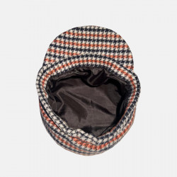 Casquette Gavroche Lainage tartan Noir et Marron