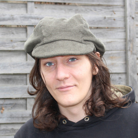 casquette-gavroche-kaki-velours-côtelé