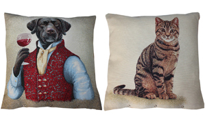coussin décoratif chien et chat